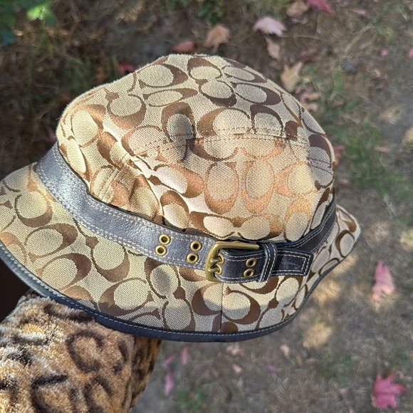 Coach Signature Tan Brown Canvas Bucket Hat with Dark Brown Trim main image 13
